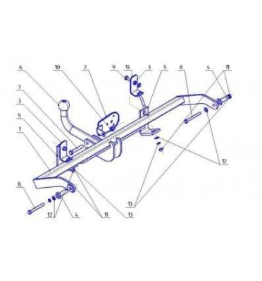 Фаркоп для Renault Kangoo 1998-2008 съемный крюк на двух болтах 1250кг Автос